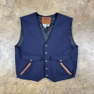 Schaefer Outfitter Wool Western‎ Vest Rancher Men's Large Navy USA Made